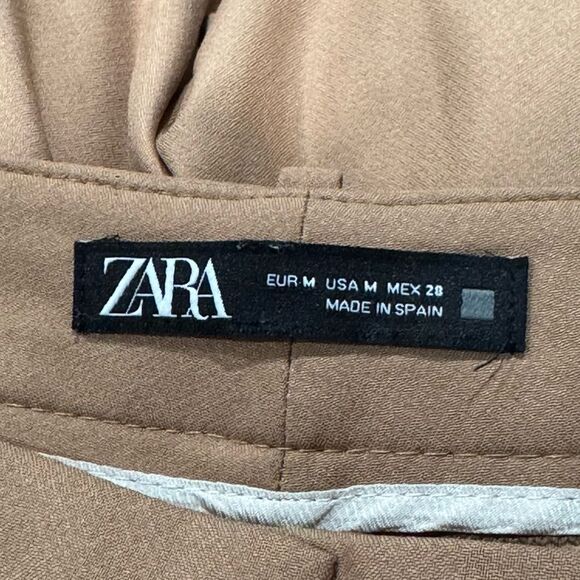 Zara Tan Straight Leg Pants Women’s Medium - Picture 2 of 5